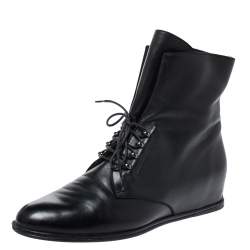 Stuart Weitzman Black Leather McKenzee Ankle Boots Size 38.5