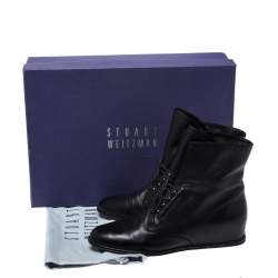 Stuart Weitzman Black Leather McKenzee Ankle Boots Size 38.5