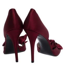 Stuart Weitzman Red Satin Bow Peep Toe Pumps Size 41