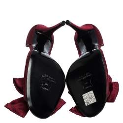 Stuart Weitzman Red Satin Bow Peep Toe Pumps Size 41