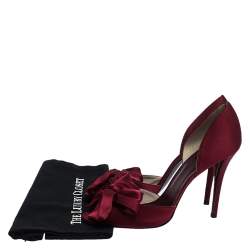 Stuart Weitzman Red Satin Bow Peep Toe Pumps Size 41
