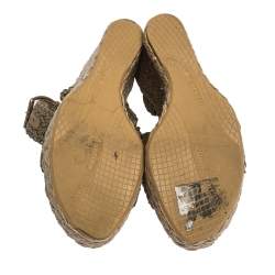Stuart Weitzman Khaki Woven Fabric Espadrille Wedge Sandals Size 39