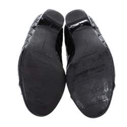 Pre Owned Stuart Weitzman Black Quilted Patent Leather Bow Ballet Flats Size 39.5