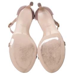 Pre Owned Stuart Weitzman Beige Patent Leather Nudistsong 105 Sandals Size 36