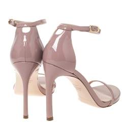 Pre Owned Stuart Weitzman Beige Patent Leather Nudistsong 105 Sandals Size 36
