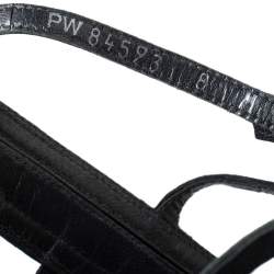 Pre Owned Stuart Weitzman Black Leather Aphrodite Gladiator Flat Sandals Size 38.5 
