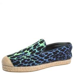 Stuart Weitzman Tricolor Printed Canvas Espadrille Loafers Size 38