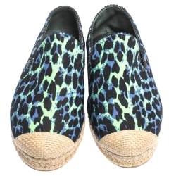 Stuart Weitzman Tricolor Printed Canvas Espadrille Loafers Size 38