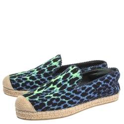 Stuart Weitzman Tricolor Printed Canvas Espadrille Loafers Size 38