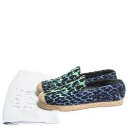 Stuart Weitzman Tricolor Printed Canvas Espadrille Loafers Size 38