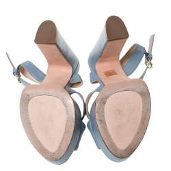 Stuart Weitzman Grey Leather Joni Platform Ankle Strap Sandals Size 38