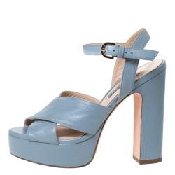 Stuart Weitzman Grey Leather Joni Platform Ankle Strap Sandals Size 38
