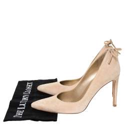 Pre Owned حذاء كعب عالي ستيورات وايتزمان بمقدمة مدببة جلد و سويدي بيج مقاس 38