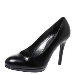 Stuart Weitzman Black Leather Platform Pumps Size 38.5