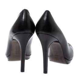 Stuart Weitzman Black Leather Platform Pumps Size 38.5