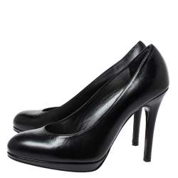 Stuart Weitzman Black Leather Platform Pumps Size 38.5
