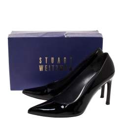 Stuart Weitzman Black Patent Leather Heist Pointed Toe Pumps Size 40