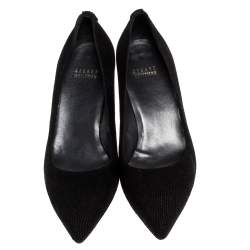 Stuart Weitzman Black Goosebump Effect Suede Block Heel Pointed Pumps Size 36