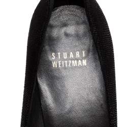 Stuart Weitzman Black Goosebump Effect Suede Block Heel Pointed Pumps Size 36