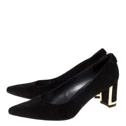 Stuart Weitzman Black Goosebump Effect Suede Block Heel Pointed Pumps Size 36
