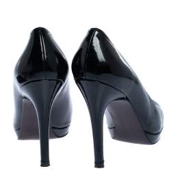  Stuart Weitzman Black Patent 'The Blog' Platform Pumps Size 36
