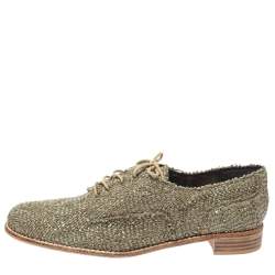 Stuart Weitzman Green Raffia Lace Up Oxfords Size 39