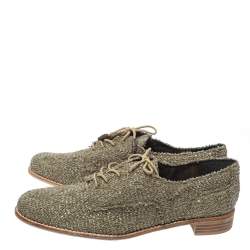 Stuart Weitzman Green Raffia Lace Up Oxfords Size 39