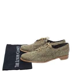 Stuart Weitzman Green Raffia Lace Up Oxfords Size 39