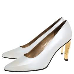 Pre Owned Stuart Weitzman White Leather Vintage Bella Pumps Size 38