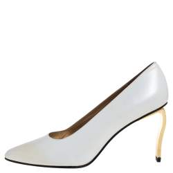 Pre Owned Stuart Weitzman White Leather Vintage Bella Pumps Size 38
