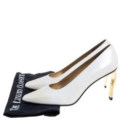 Pre Owned Stuart Weitzman White Leather Vintage Bella Pumps Size 38