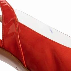 Pre Owned حذاء كعب عالي ستيوارت وايتزمان "مونغلو" جلد لامع برتقالي مقاس 40.5