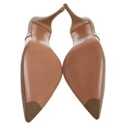 Stuart Weitzman Beige Patent Leather Moonglow Slingback Pumps Size 40