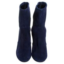 Pre Owned Stuart Weitzman Navy Blue Suede The Margot 75 Ankle Boots Size 40.5