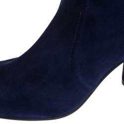 Pre Owned Stuart Weitzman Navy Blue Suede The Margot 75 Ankle Boots Size 40.5