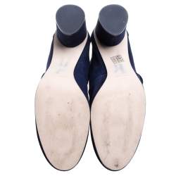 Pre Owned Stuart Weitzman Navy Blue Suede The Margot 75 Ankle Boots Size 40.5