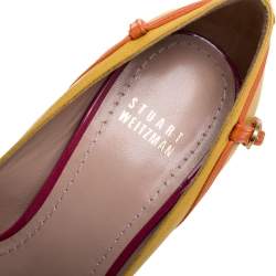 Stuart Weitzman Yellow/Orange Leather Buckle Pointed Toe Pumps Size 37