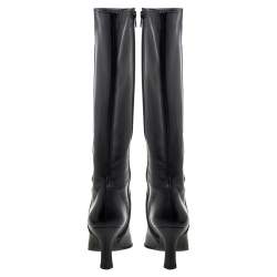 Pre Owned Stuart Weitzman Black Leather Zipped Knee High Boots Size 38 