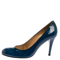 Stuart Weitzman Blue Patent Leather Round Toe Pumps Size 40.5