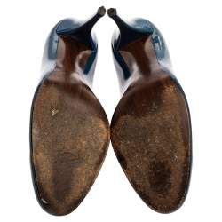 Stuart Weitzman Blue Patent Leather Round Toe Pumps Size 40.5