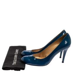 Stuart Weitzman Blue Patent Leather Round Toe Pumps Size 40.5