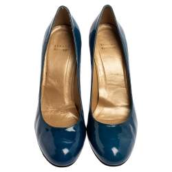 Stuart Weitzman Blue Patent Leather Round Toe Pumps Size 40.5