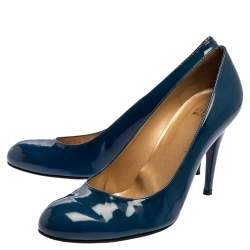 Stuart Weitzman Blue Patent Leather Round Toe Pumps Size 40.5
