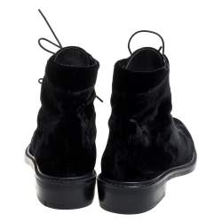 Pre Owned Stuart Weitzman Black Velvet Ankle Boots Size 39.5