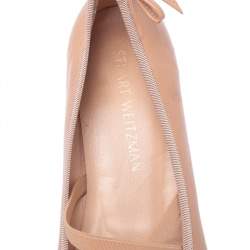 Pre Owned Stuart Weitzman Nude Beige Leather Bolshoi Ballet Flats Size 38