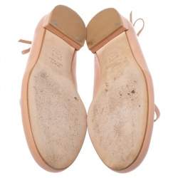 Pre Owned Stuart Weitzman Nude Beige Leather Bolshoi Ballet Flats Size 38