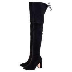 Pre Owned Stuart Weitzman Black Suede Kirstie 90 Over-the-knee Boots Size 37