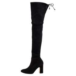 Pre Owned Stuart Weitzman Black Suede Kirstie 90 Over-the-knee Boots Size 37