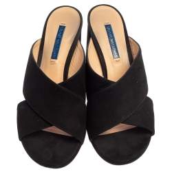 Stuart Weitzman Black Suede Galene Slip On Mules Size 38.5