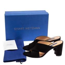 Stuart Weitzman Black Suede Galene Slip On Mules Size 38.5